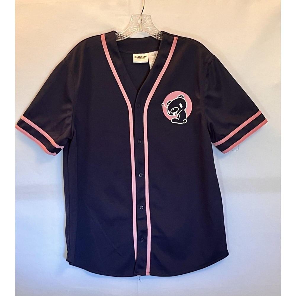 Gloomy Bear Short Sleeve Baseball Jersey Blue Pink Street wear Y2k